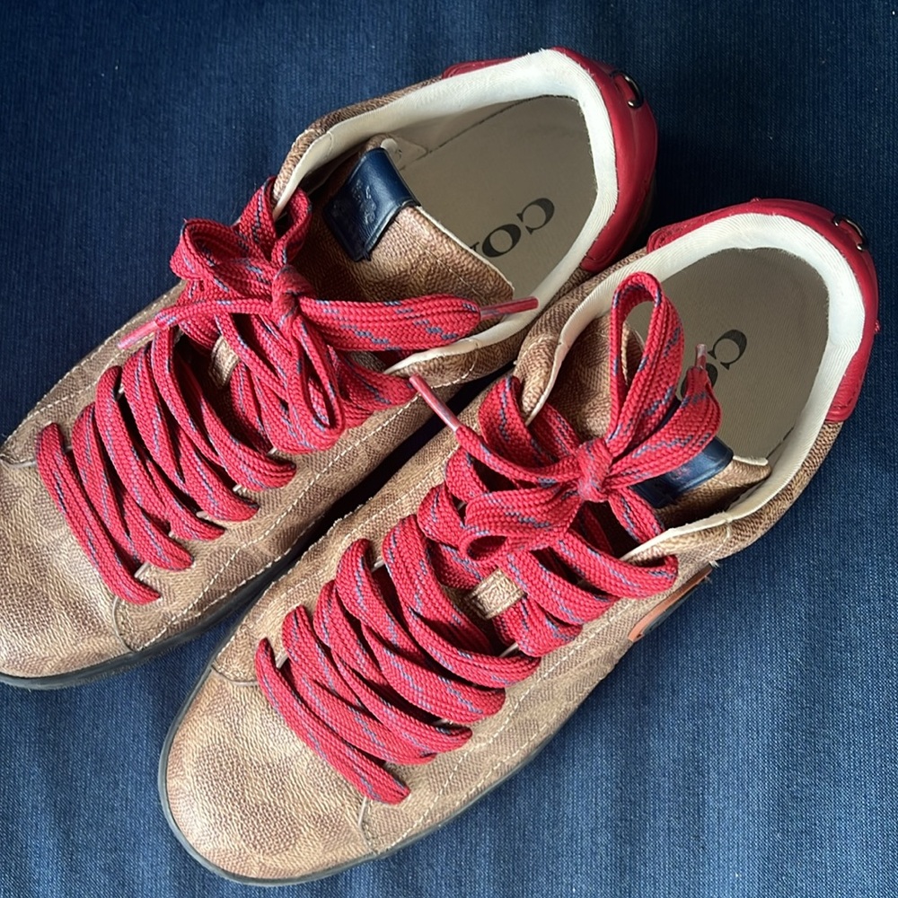COACH men’s shoes - brown with red laces - Picture 2 of 7
